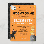 Invitation Halloween mignonne Fille Citrouille Fille Annivers (Devant / Derrière)
