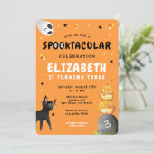 Invitation Halloween mignonne Fille Citrouille Fille Annivers (Debout devant)