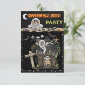 Invitation Halloween - Mignonne Maison fantôme Hantée (2) (Debout devant)