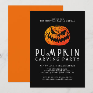 Invitation Halloween minimaliste Citrouille Éffrayant Carving