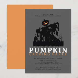Invitation Halloween minimaliste Citrouille Éffrayant Carving