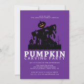 Invitation Halloween minimaliste Citrouille Éffrayant Carving (Devant)