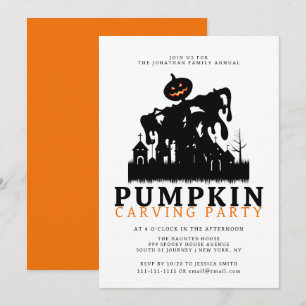 Invitation Halloween minimaliste Citrouille Éffrayant Carving