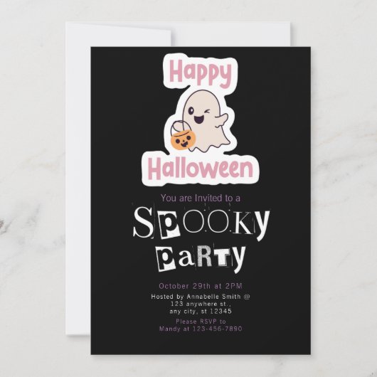 Invitation Halloween minimaliste moderne Halloween heureux (Devant)