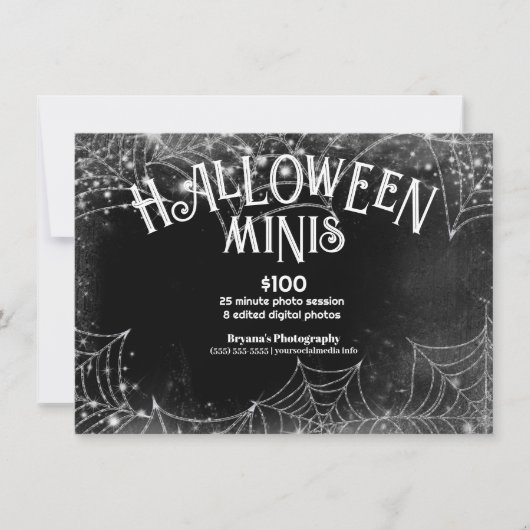 Invitation Halloween Minis Spiderwebs Photographie Photos (Devant)