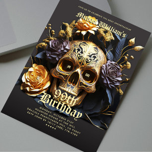 Invitation Halloween moderne fête d'anniversaire Black Gold c