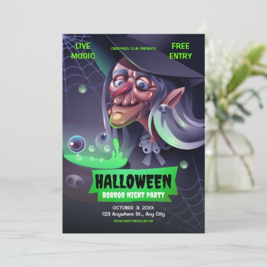 Invitation Halloween modifiable, Horreur Halloween (Debout devant)