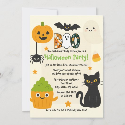 Invitation Halloween modifiable - Little Monster Bash - (Devant)