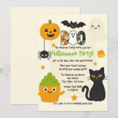 Invitation Halloween modifiable - Little Monster Bash - (Devant / Derrière)