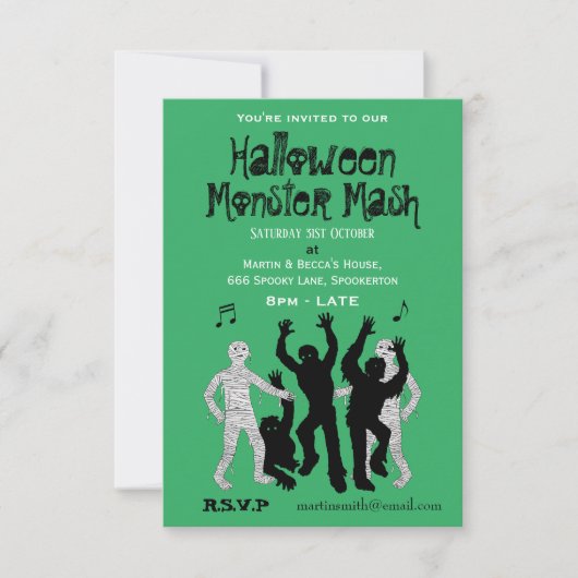 Invitation Halloween Monster Mash Dance Party (Devant)