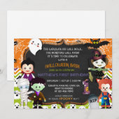 Invitation Halloween monstres 1er anniversaire invitation, in (Devant / Derrière)