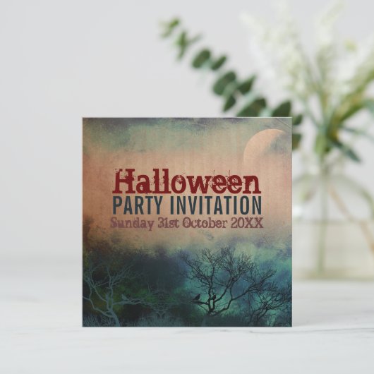 Invitation Halloween Moon Grunge (Debout devant)