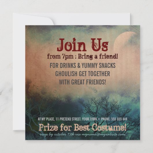 Invitation Halloween Moon Grunge (Dos)
