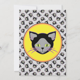 Invitation Halloween Motif de chat noir