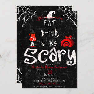 Invitation Halloween Mystery Diner Manger Boire Soit Fête d'h