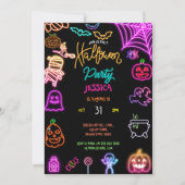 Invitation Halloween Neon Anniversaire de enfant Party Glow D (Devant)