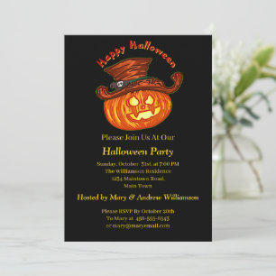 Invitation Halloween Neon Glow Look Citrouille Party