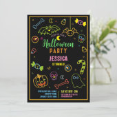 Invitation Halloween Neon Kids Party Glow Dark Party (Debout devant)