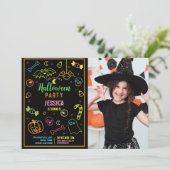 Invitation Halloween Neon Kids Party Glow Dark Party Photo (Debout devant)