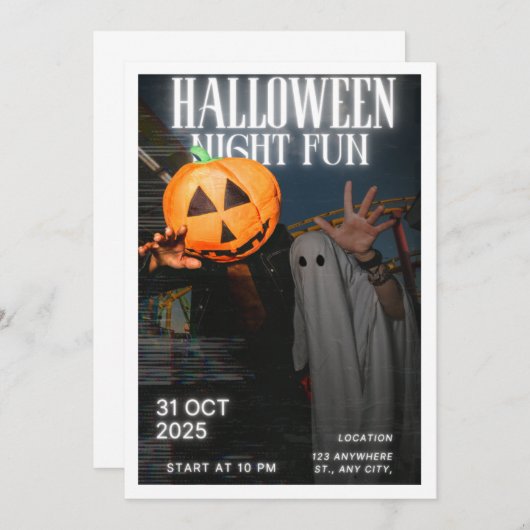 Invitation Halloween Night Fun  (Devant / Derrière)