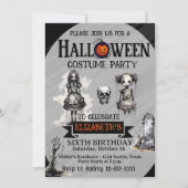 Invitation Halloween n'importe quel âge filles fête d'anniver (Devant)