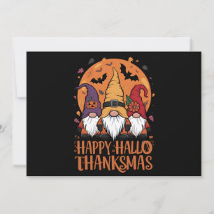 Invitation Halloween Noël Joyeux HalloMerciMas Gnomes