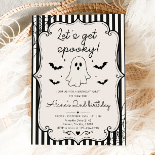 Invitation Halloween Nœud à Carreaux Noir Épouvantable