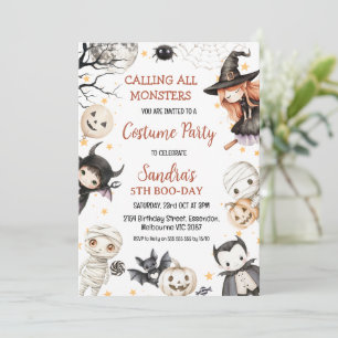 Invitation Halloween Noir Brown Enfants Costume fête Annivers