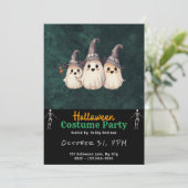 Invitation Halloween noir Casquette de la sorcière trois fant (Debout devant)