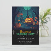 Invitation Halloween noir de Jack-O' de la forêt déplaisante (Debout devant)