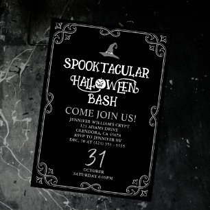 Invitation Halloween Noir et Blanc Fancy Club Party