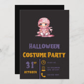 Invitation Halloween noir et rose et blanc fractionné (Devant / Derrière)