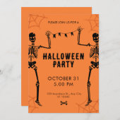 Invitation Halloween noir orangé (Devant / Derrière)