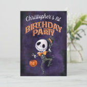 Invitation Halloween Noir Orange Éffrayant 1er anniversaire (Debout devant)