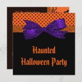 Invitation Halloween noir pourpre et pourpre (Devant / Derrière)