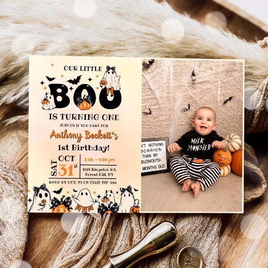 Invitation Halloween Notre Petit Boo 1ère fête d'anniversaire
