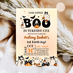 Invitation Halloween Notre Petit Boo 1ère fête d'anniversaire