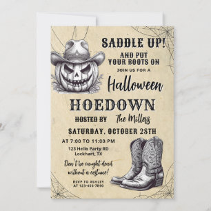Invitation Halloween occidentale Hoedown Party, Éffrayant Cow