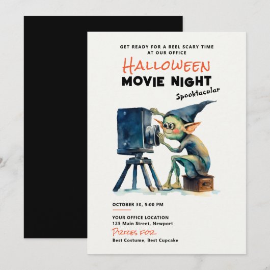 Invitation Halloween Office Party Business Movie Gremlin (Devant / Derrière)