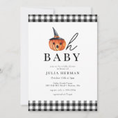 Invitation Halloween Oh Baby Black Plaid Baby shower (Devant)