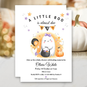 Invitation Halloween Orange Little Boo Ghost Girl Baby shower