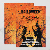 Invitation Halloween Orange pour une soirée effray (Devant / Derrière)