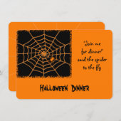 Invitation Halloween orange spider party invite (Devant / Derrière)