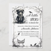 Invitation Halloween Ours Noir Thème Petit Baby shower Boo (Devant)