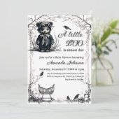 Invitation Halloween Ours Noir Thème Petit Baby shower Boo (Debout devant)