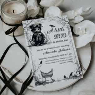 Invitation Halloween Ours Noir Thème Petit Baby shower Boo
