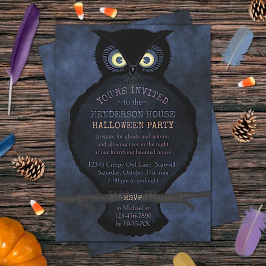 Invitation Halloween Owl Haunted House Party Déplaisant effra