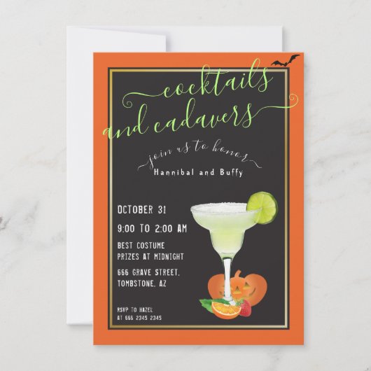Invitation Halloween Parody Cocktails et Cadavers Strange (Devant)