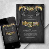 Invitation Halloween Parti Adulte Crâne Vintage