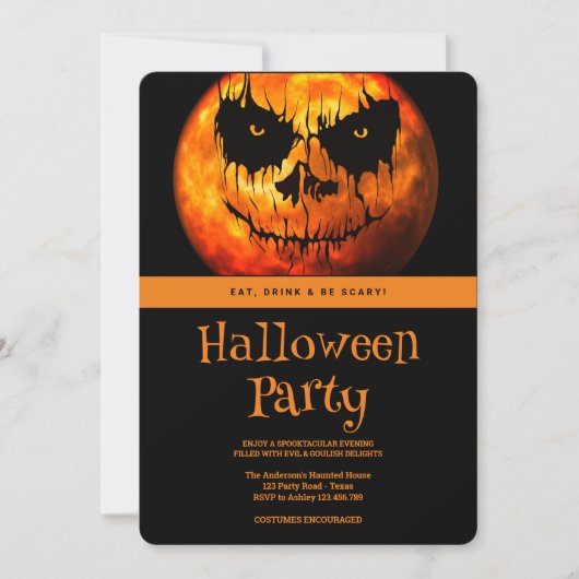 Invitation Halloween Parti Gothique Dark SpookyMoon (Devant)